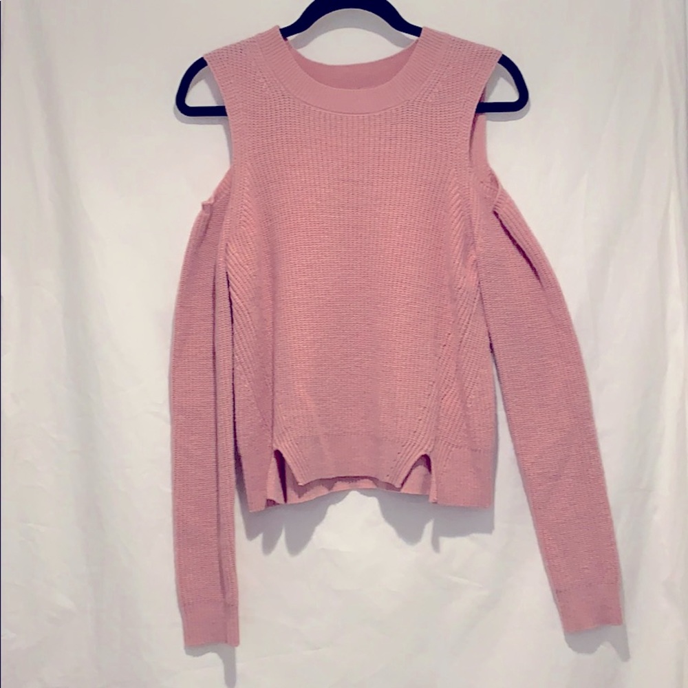 Lucky brand pink open shoulder sweater size small